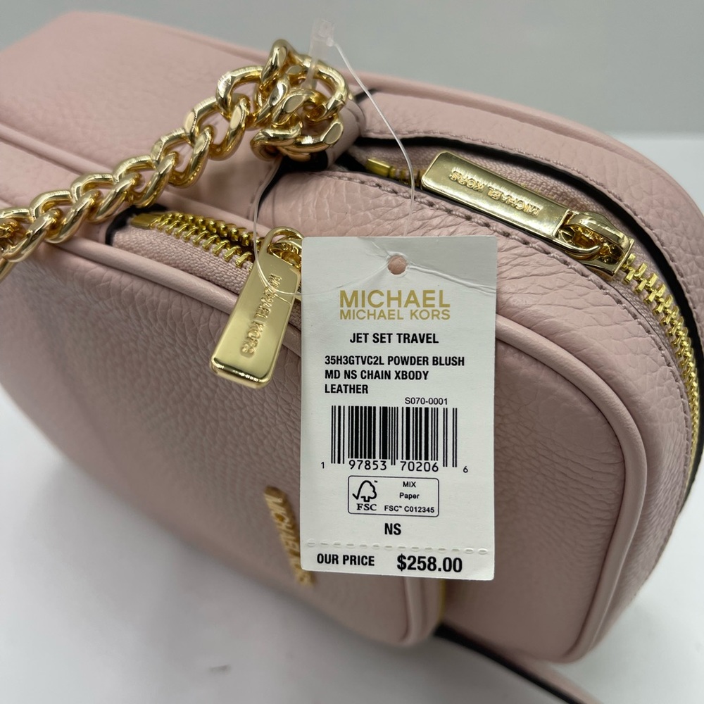 MICHAEL KORS JST Md Pebbled Leather NS Flight Chain Crossbody XBODY 
Powder
NWT - Picture 9 of 16